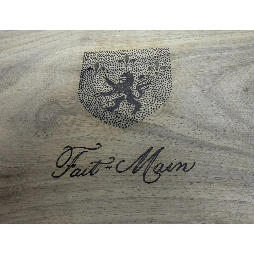 Fait Main Laser Engraved Wood Walnut Wine Box 18 Inch Magnetic Shut
